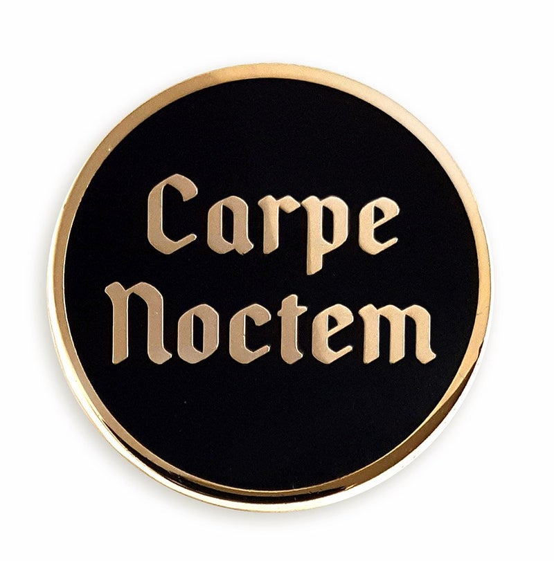Pinsanity Carpe Noctem "Seize The Night" Gothic Enamel Lapel Pin - Image 1